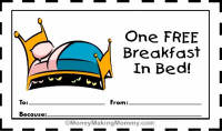 Printable One Free Breakfast in Bed Coupon (for kids)