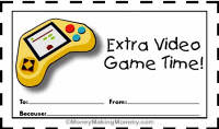 Printable Extra Video Game Time Coupon (for kids)