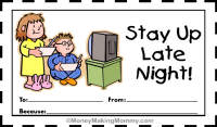Printable Stay Up Late Coupon (for kids)