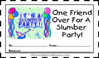 Printable Slumber Party Coupon (for kids)