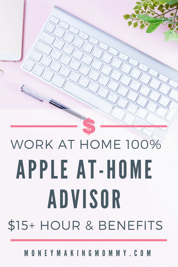 Become an Apple At-Home Advisor. 100% work from home with great pay and great benefits. Get all the details plus requirements and how to apply. -MoneyMakingMommy.com - https://www.moneymakingmommy.com/apple-hiring-home-advisors/ #applejobs #applejobsfromhome #workfromhomeideas
